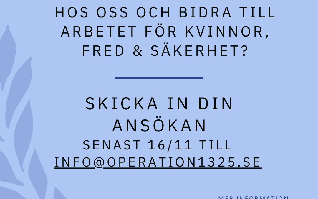 Operation 1325 söker en praktikant för våren 2026