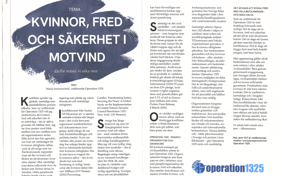 Kvinnor, Fred och Säkerhet i motvind